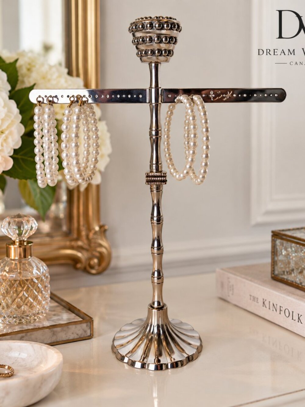 Art Deco Style Silver-Tone Earring & Jewelry Display Stand